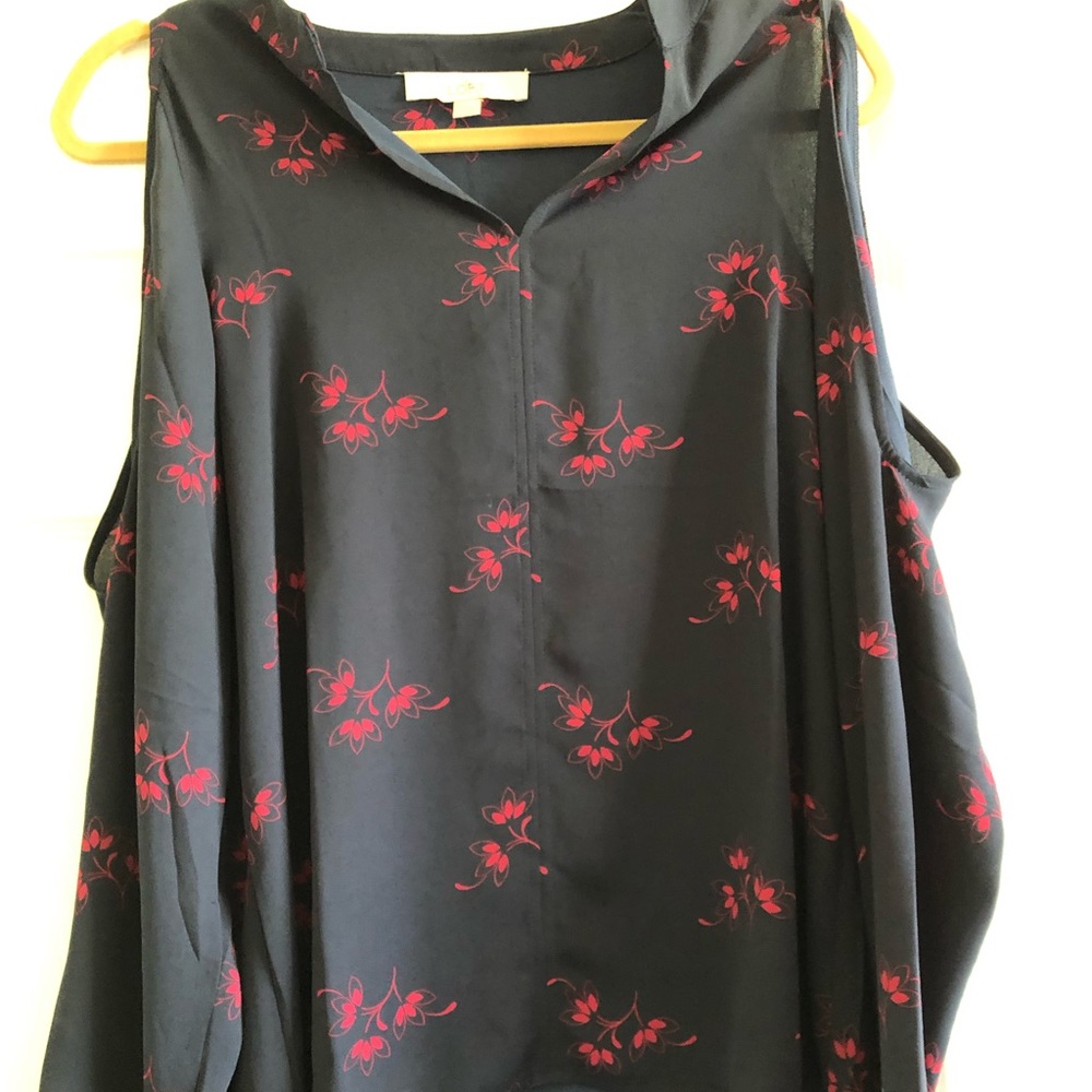 Blue and Red Cold Shoulder Blouse